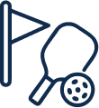 National Junior Pickleball - Drawing of a golf flag next to a golf club with a ball